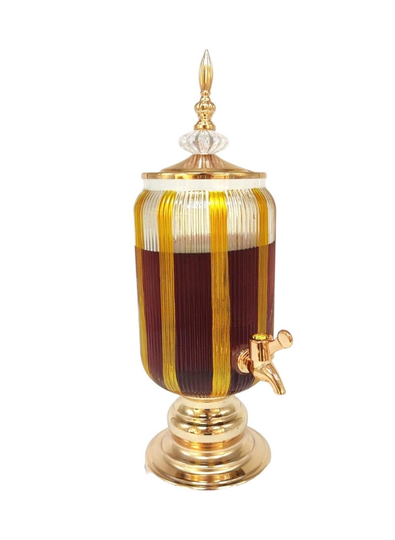 Living Glass Beverage Dispenser with Lid and Base Glassware for Water, Juice, Iced Tea Clear Honey Color - Image 5